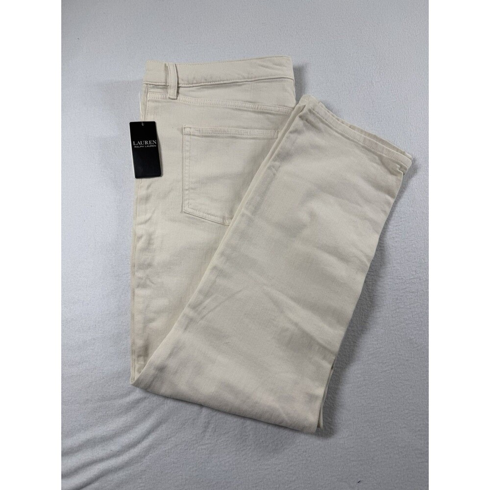 Lauren Ralph Lauren High Rise Straight Ankle Jeans Cream Comfort Str 18 $145 631